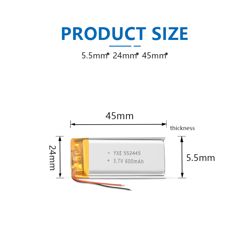 3.7 V Li-ion Battery 552445-600mah